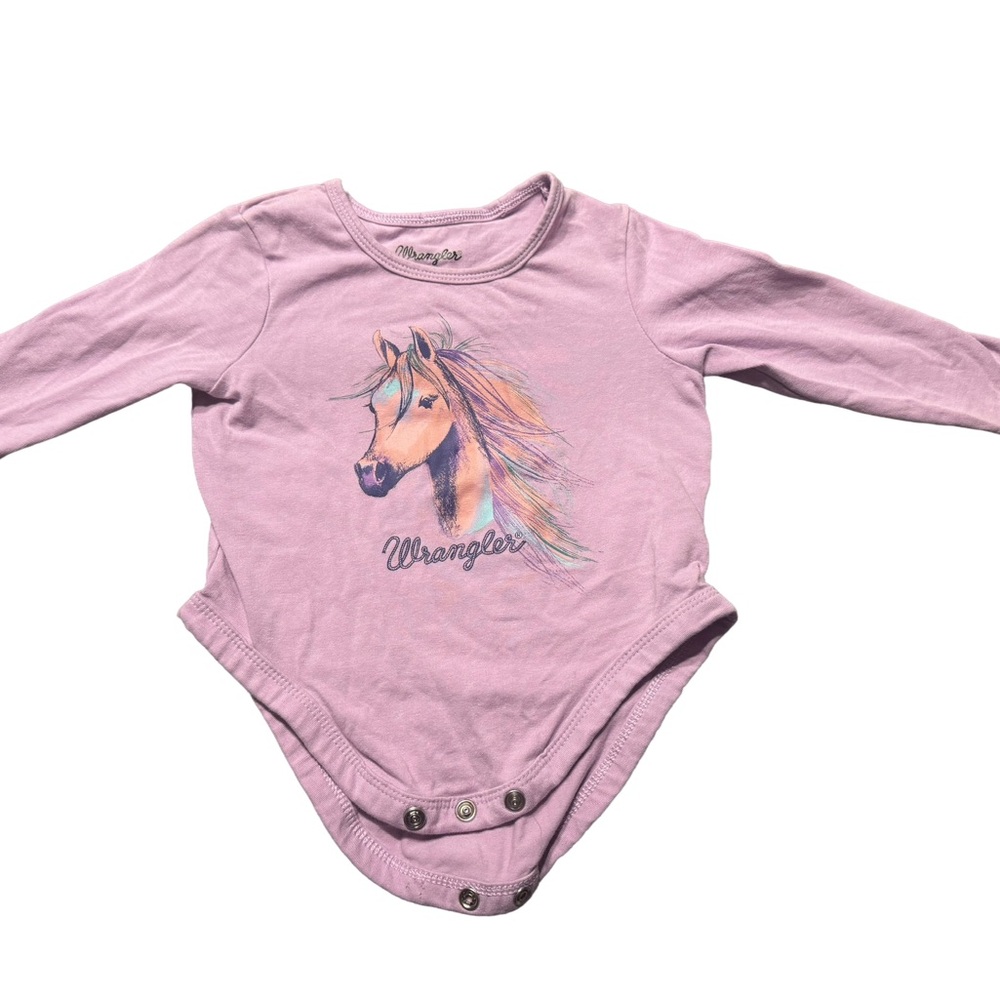 Wrangler Kids Light Pink Horse Print Bodysuit